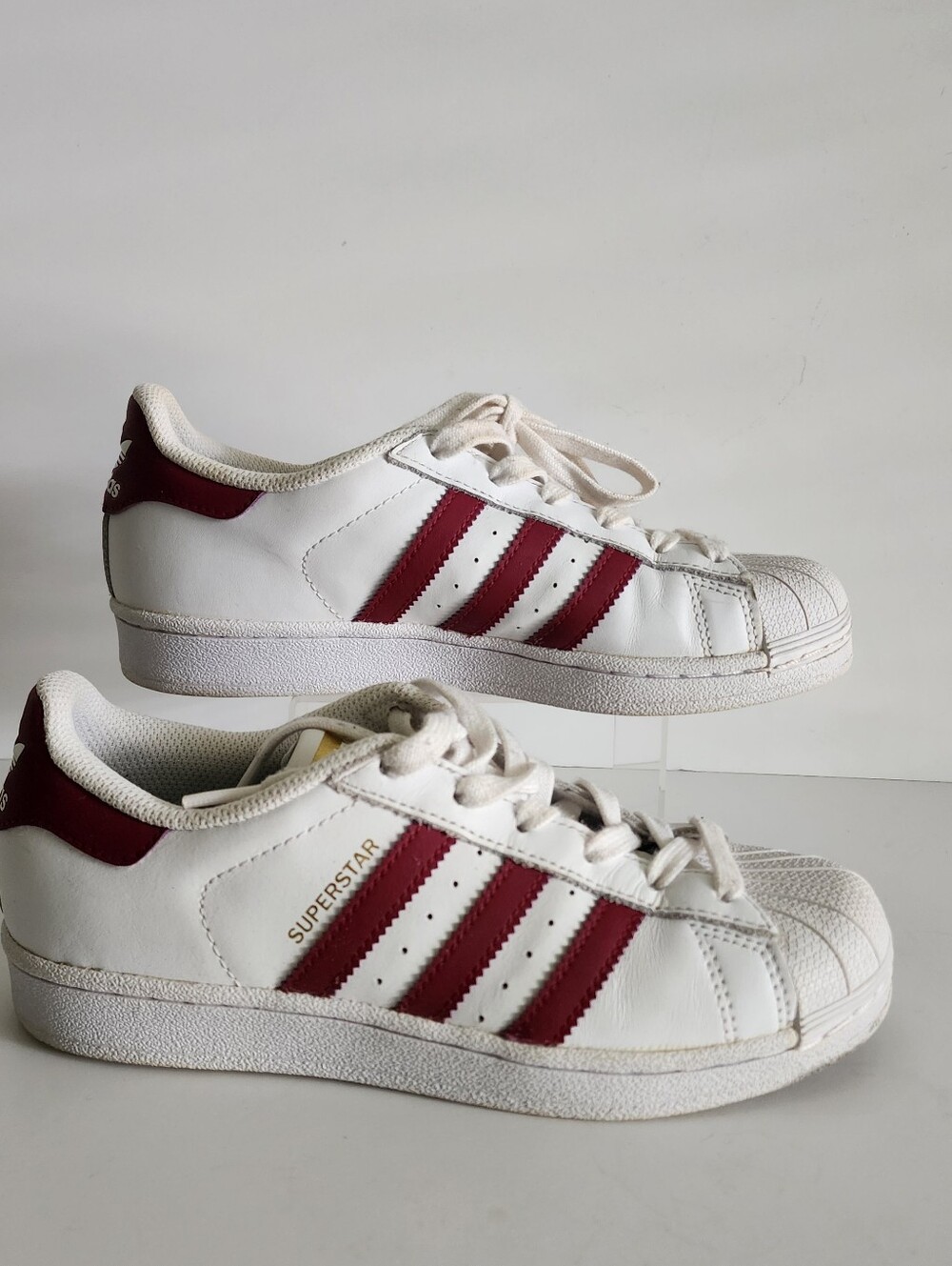 Adidas Superstar II White Maroon Unisex Sz. 4 Sneakers
